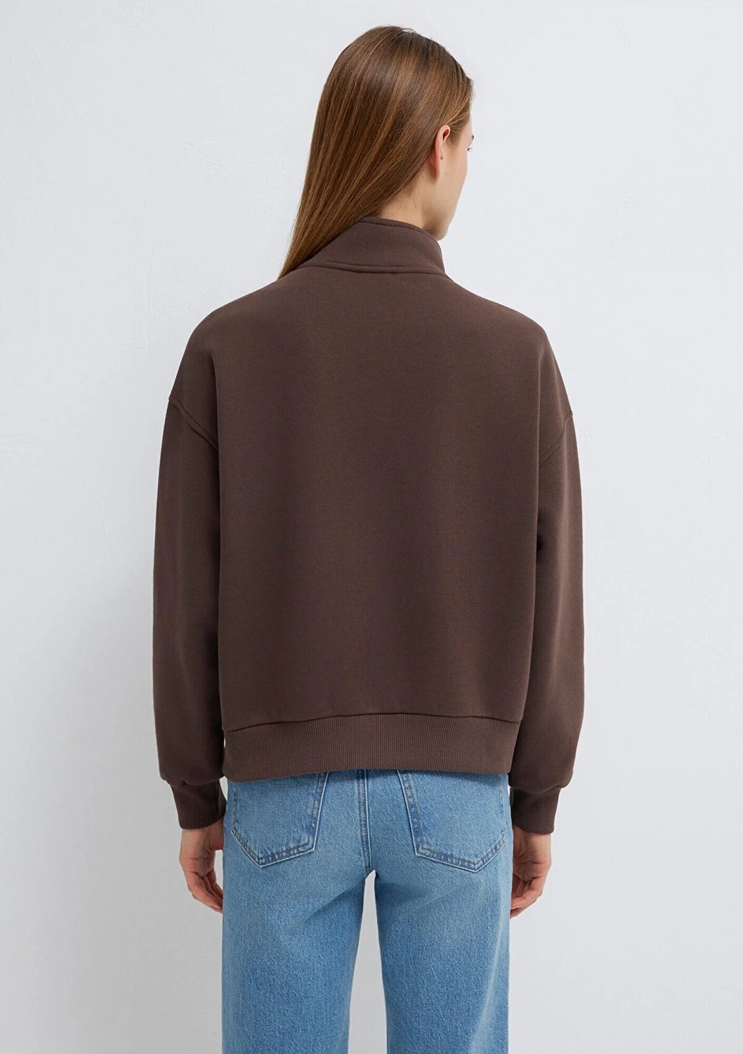 Mavi Mvjns Nakışlı Yarı Fermuarlı Kahverengi Sweatshirt 1S10533-71603 görsel 6