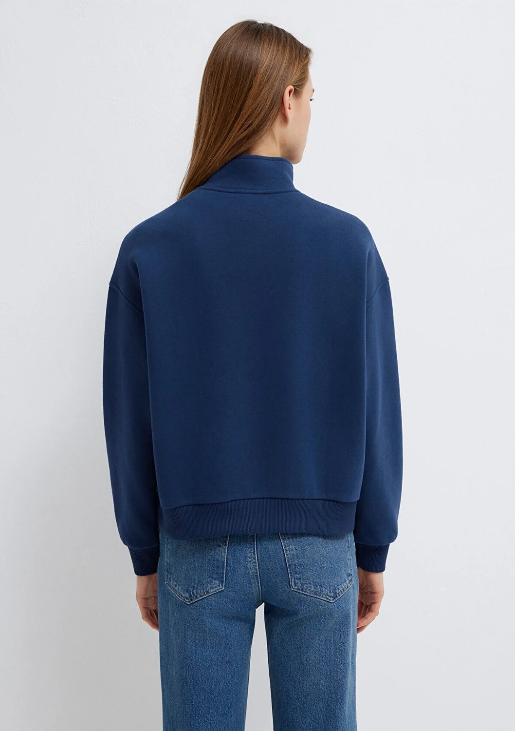 Mavi Logo Baskılı Yarı Fermuarlı Lacivert Sweatshirt 1S10373-70488 görsel 5