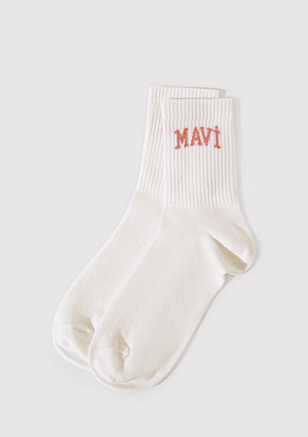 Mavi Logo Detaylı Ekru Soket Çorap 1912726-620 görsel 3