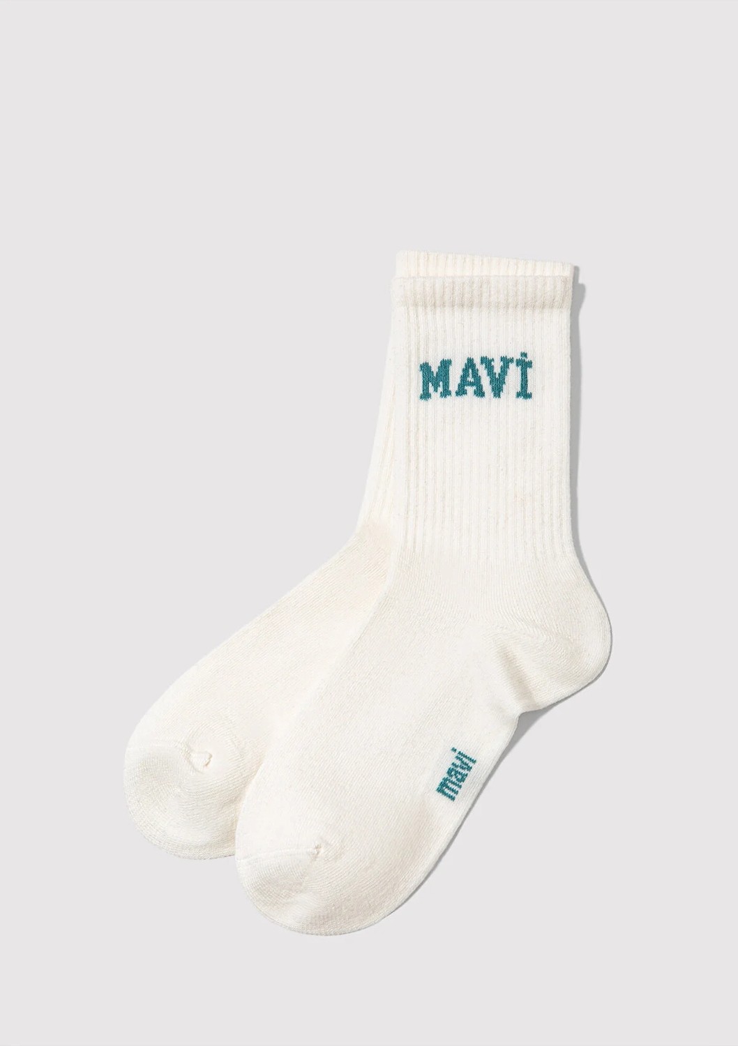 Mavi Logo Detaylı Ekru Soket Çorap 1912726-21649 görsel 3
