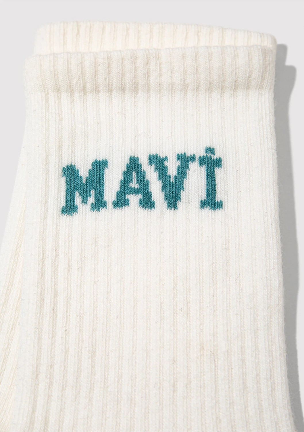 Mavi Logo Detaylı Ekru Soket Çorap 1912726-21649 görsel 4