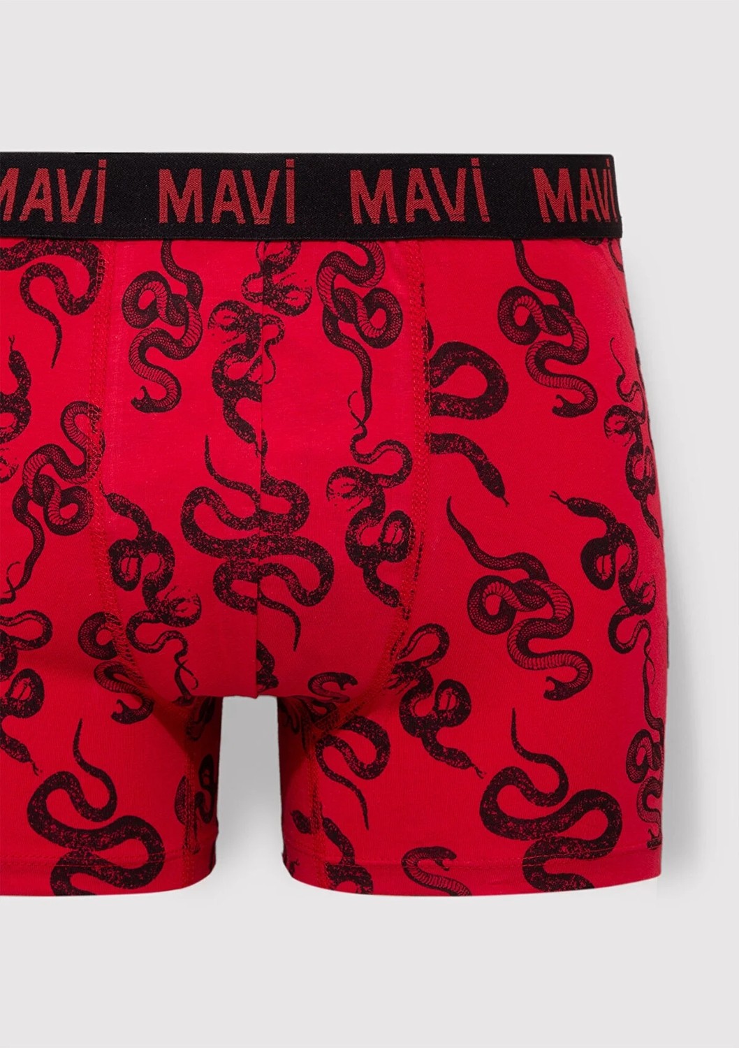 Mavi Yılan Baskılı Kırmızı Boxer Erkek Fitted Paça Tipi 1 Adet 0911056-82677 görsel 4