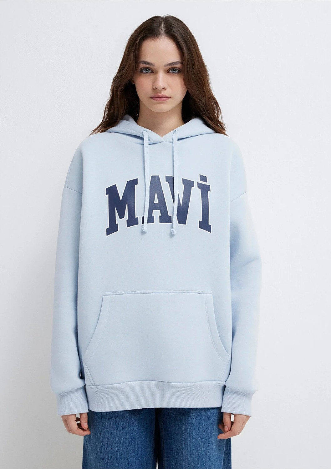 Mavi Logo Baskılı Kapüşonlu Mavi Sweatshirt 1600361-70717 görsel 3