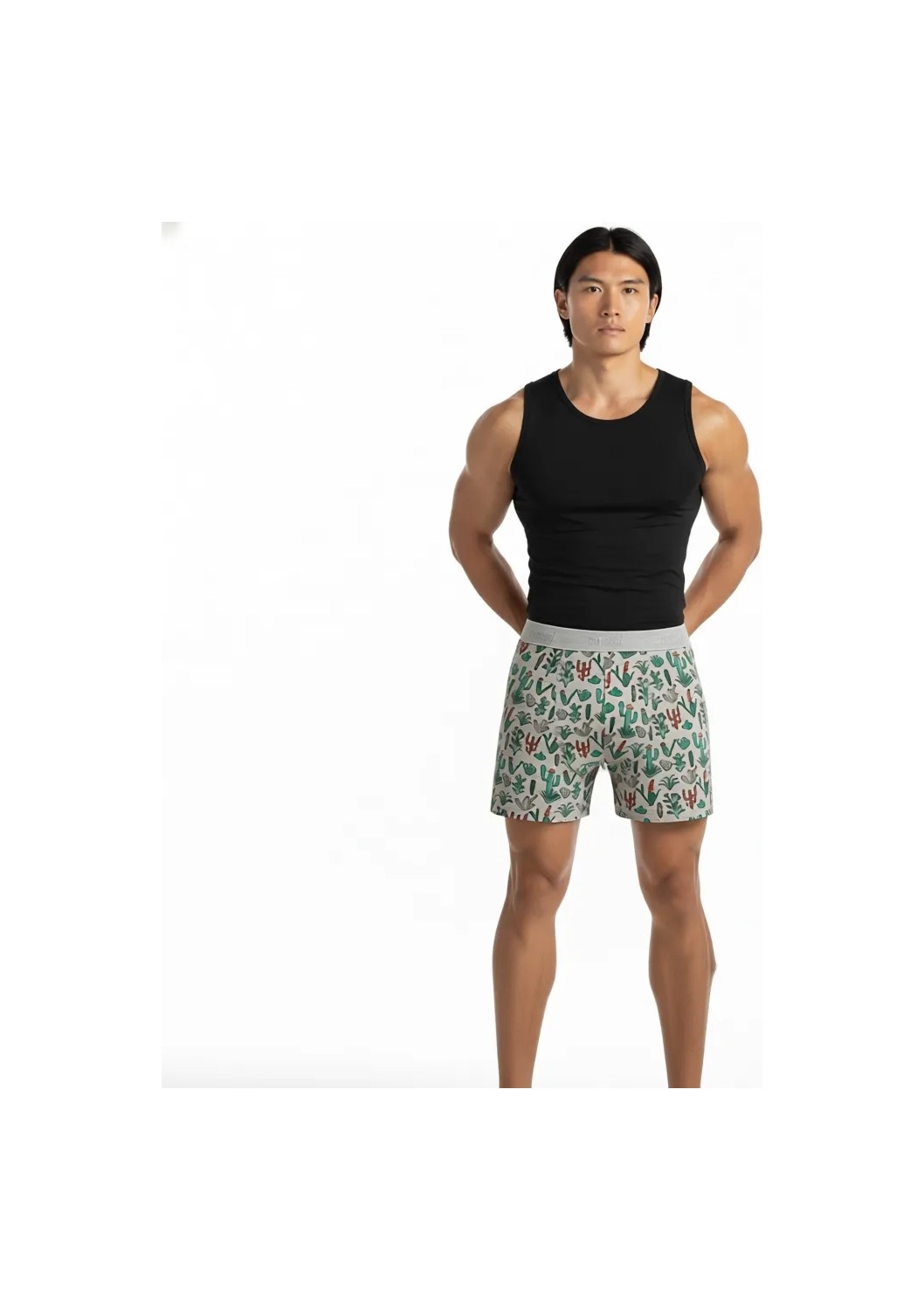 Mavi Kaktüs Baskılı Gri Boxer 091122-23854 görsel 5