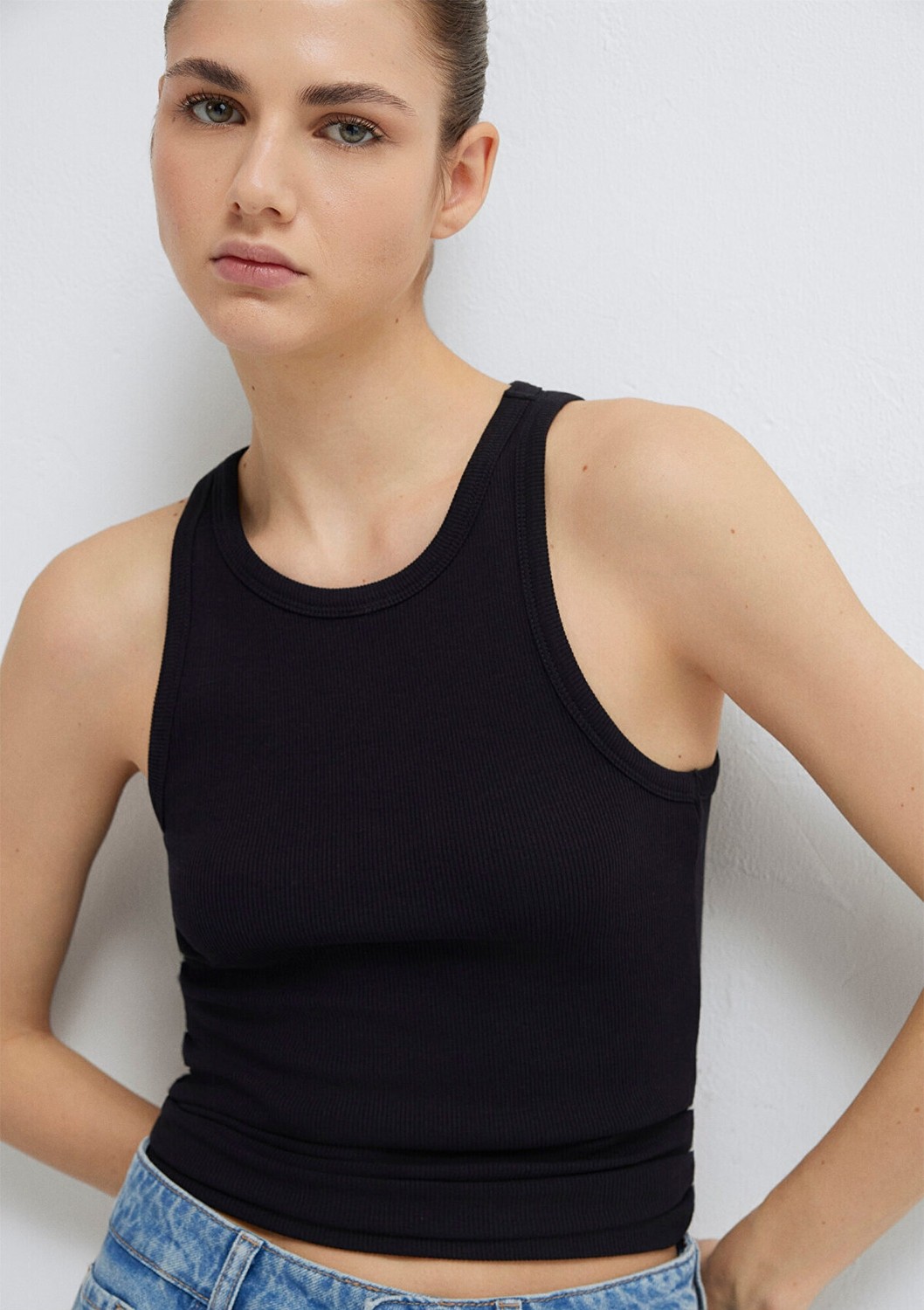 Mavi Halter Yaka Siyah Basic Atlet 1612462-900 görsel 2