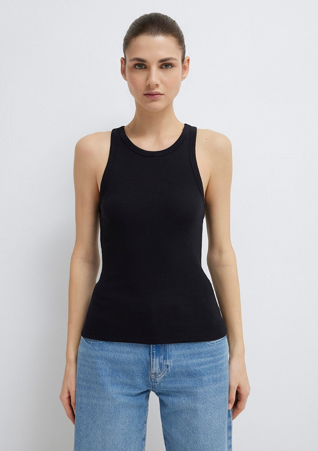 Mavi Halter Yaka Siyah Basic Atlet 1612462-900 görsel 3