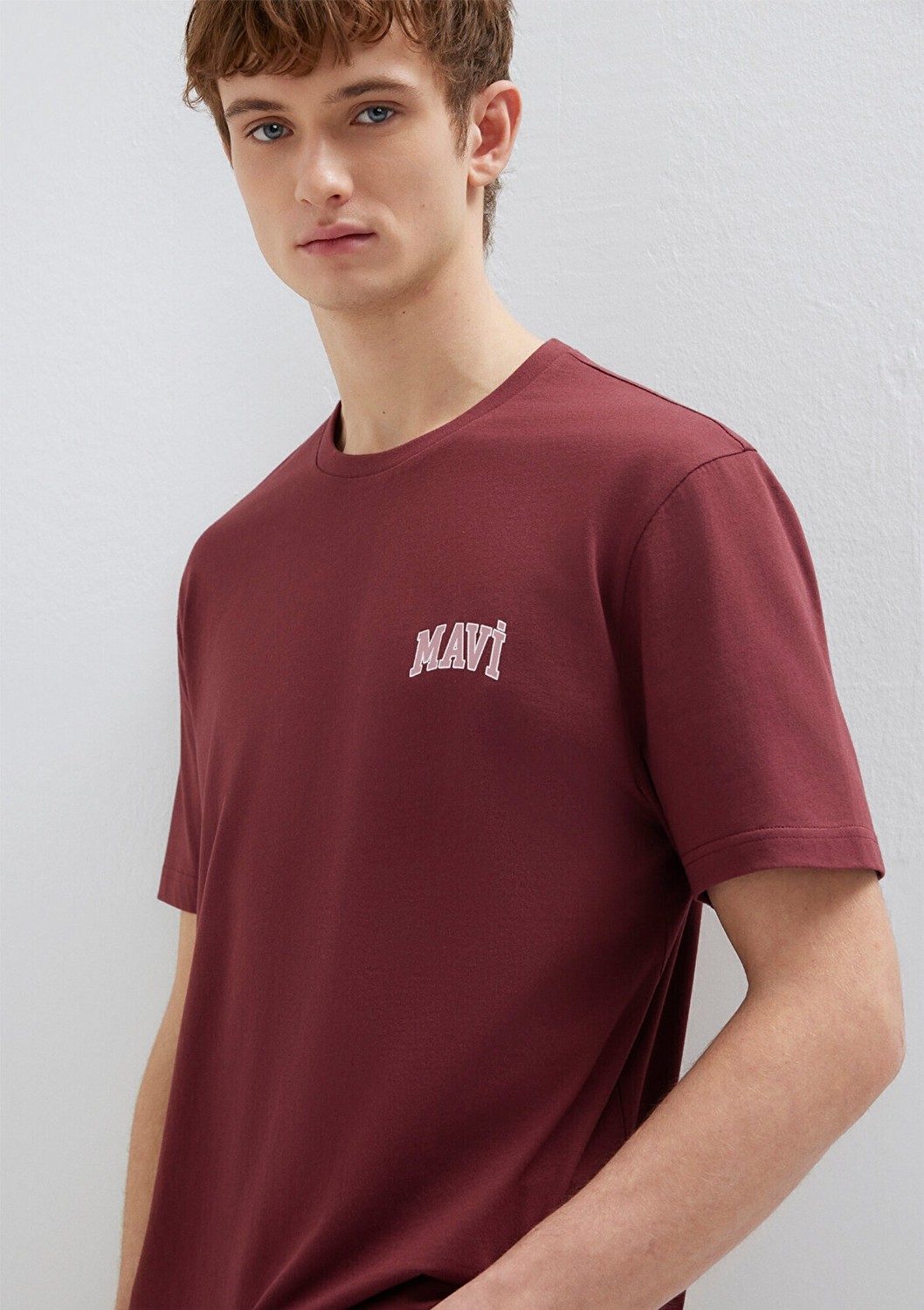 Mavi Logo Baskılı Bordo Tişört 0611714-70396