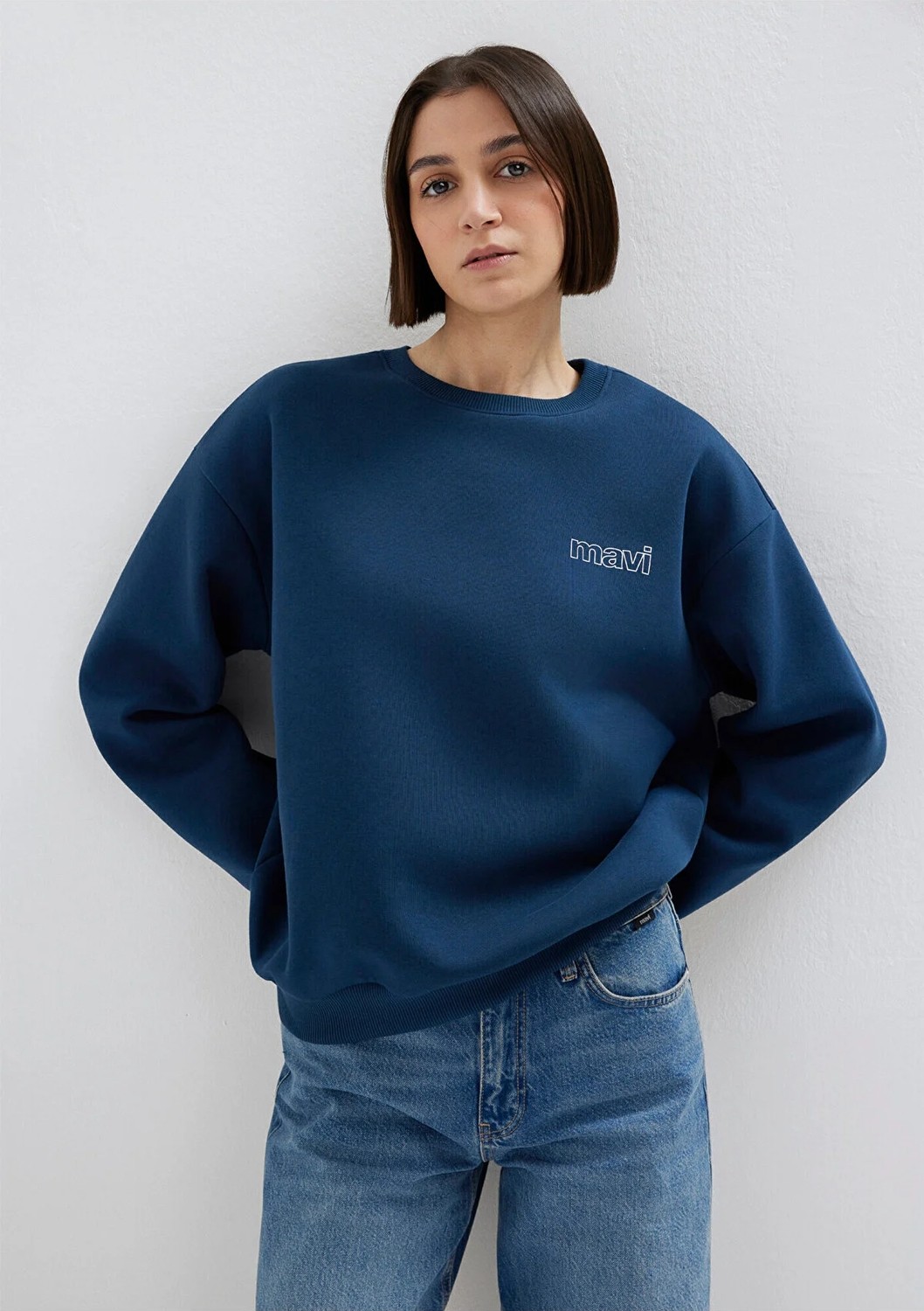 Mavi Logo Baskılı Lacivert Sweatshirt 1611656-82454