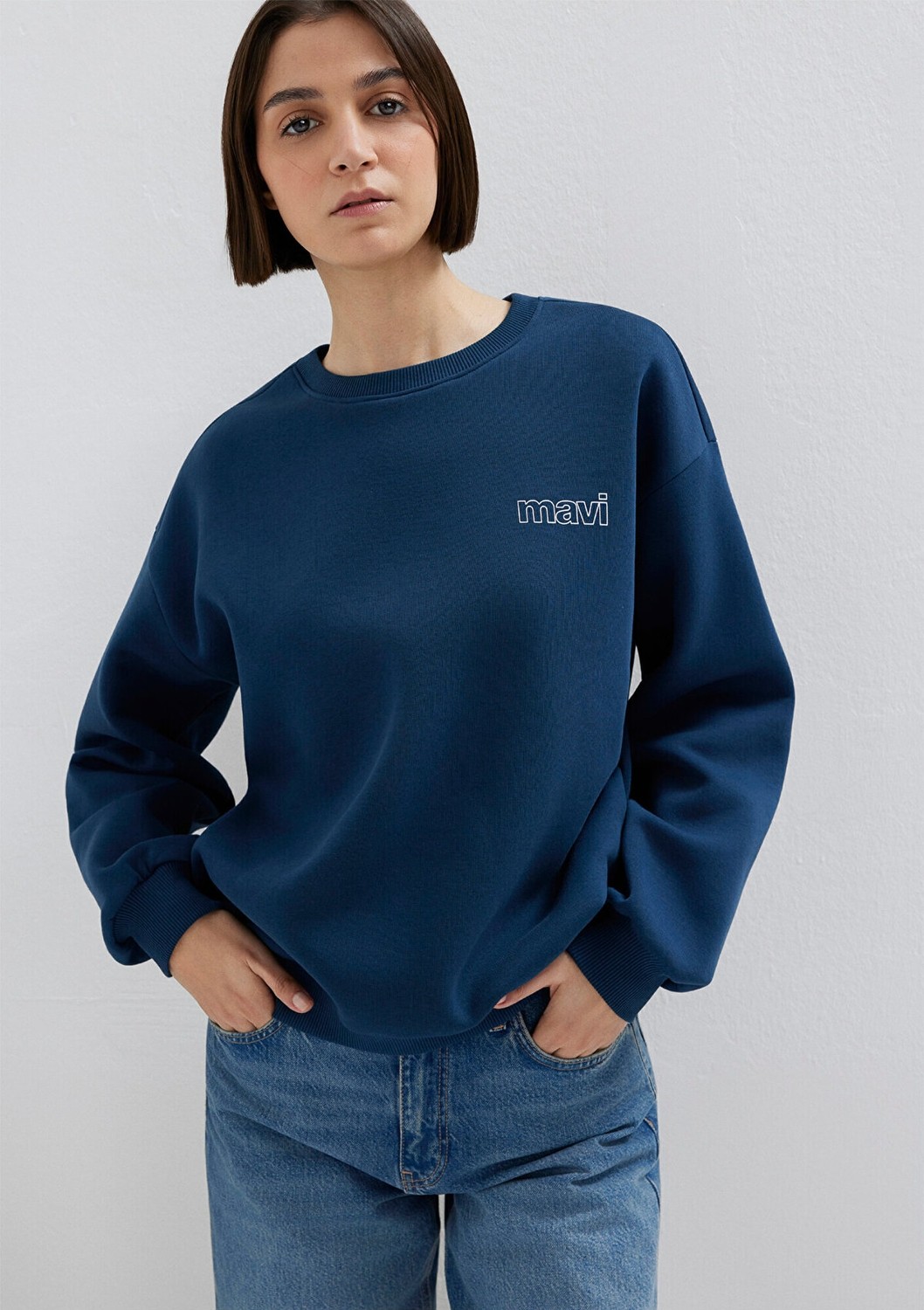 Mavi Logo Baskılı Lacivert Sweatshirt 1611656-82454 görsel 2