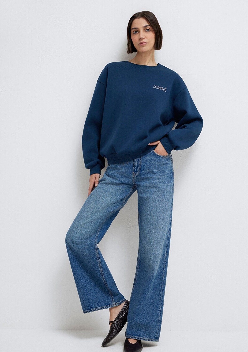 Mavi Logo Baskılı Lacivert Sweatshirt 1611656-82454 görsel 3