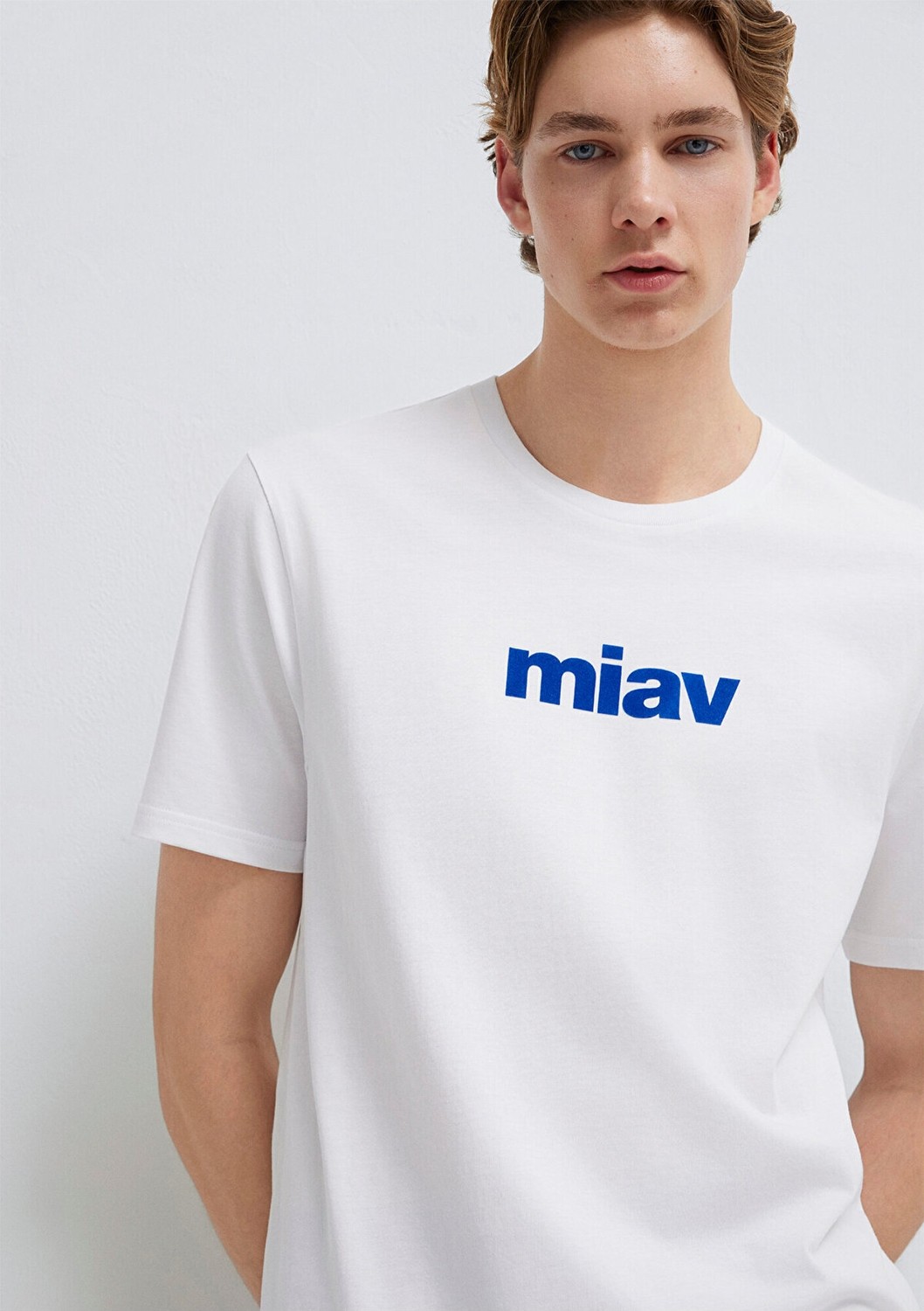 Mavi Miav Baskılı Beyaz Tişört 067153-620
