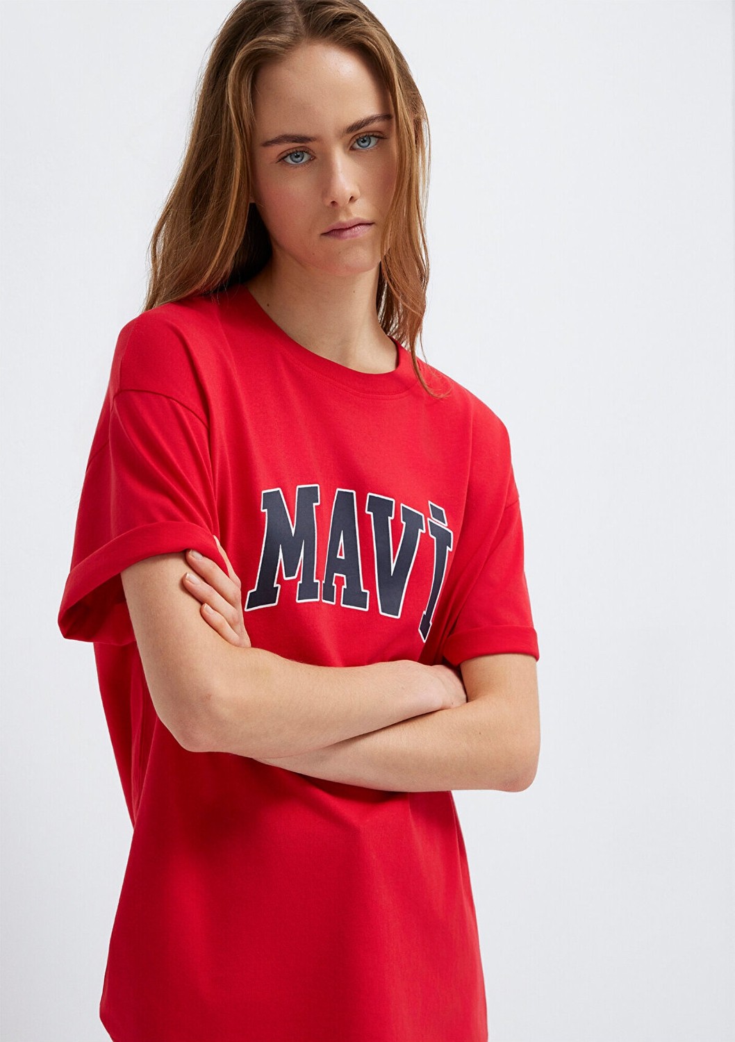 Mavi Logo Baskılı Kırmızı Tişört 1600843-82054 görsel 2