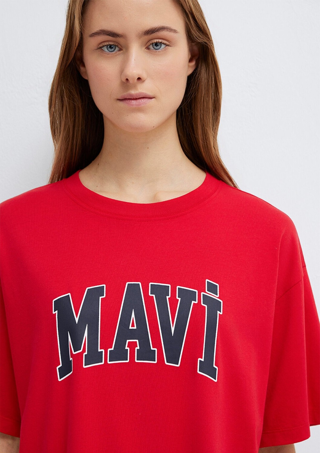 Mavi Logo Baskılı Kırmızı Tişört 1600843-82054 görsel 6