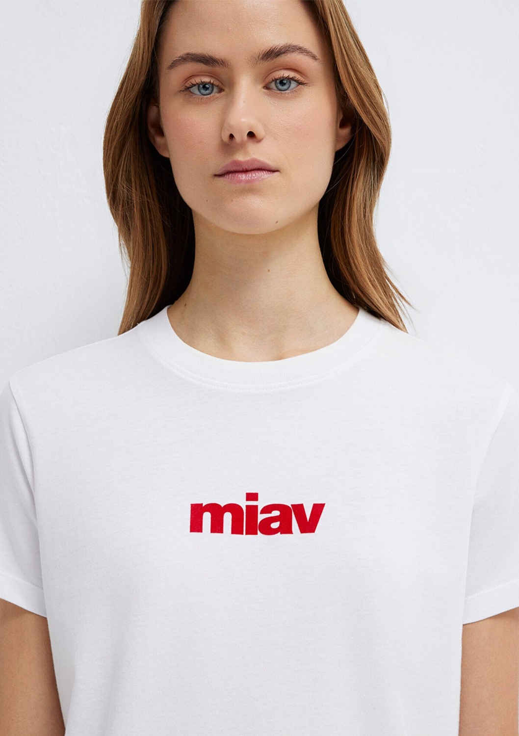 Mavi Kırmızı Miav Baskılı Beyaz Tişört 1610622-86417 görsel 7