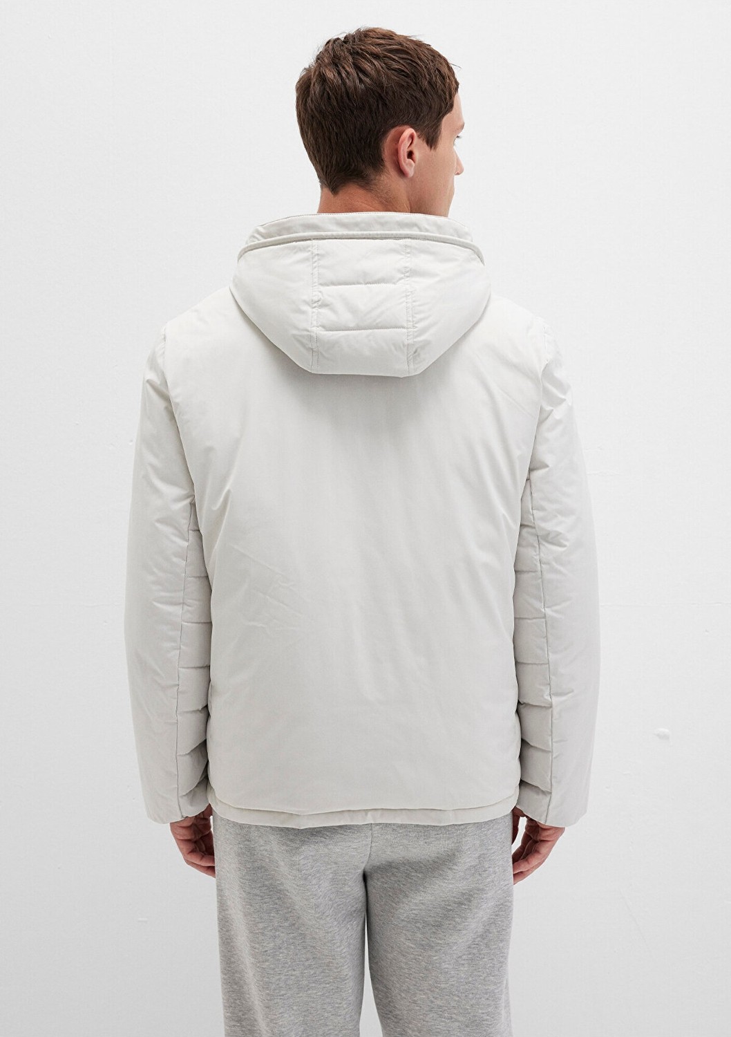 Mavi Erkek Açık Gri Kapüşonlu Şişme Mont 0110352-70080 Regular Fit Günlük Stil görsel 5