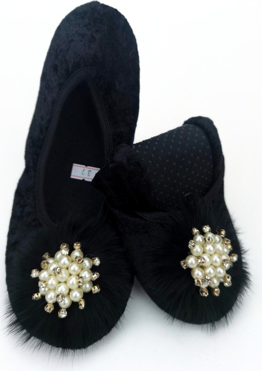 Ceyda Shoes Süslü Taşlı,kadife Ev Tavaf Hac, Umre, Hediye, Günlük Çeyiz, Babet, Panduf, Patik, Gösteri Pisi görsel 2