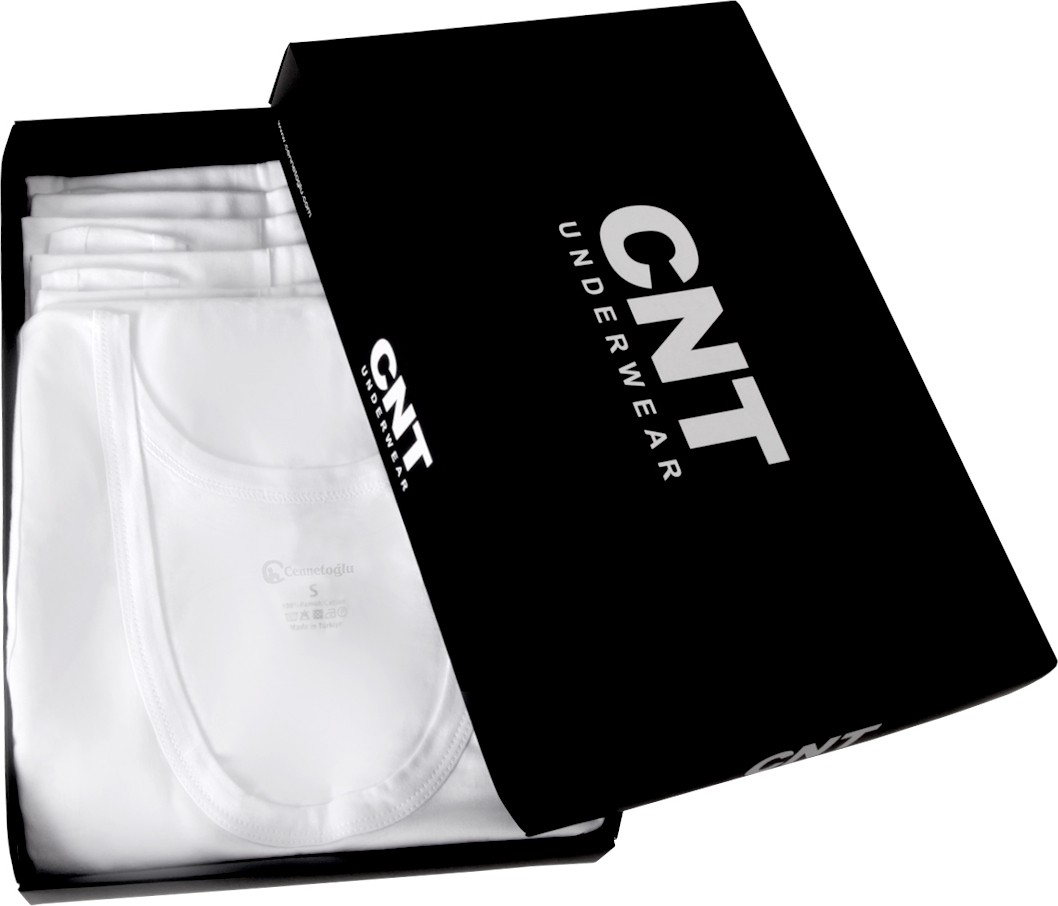 Cnt 6 Adet %100 Pamuk Beyaz Erkek Penye Atlet Ekonomik Paket