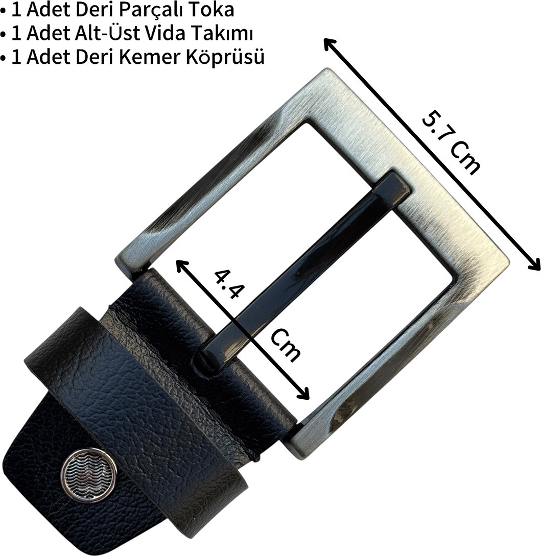 Süzer Deri 4.5 Cm. Yedek Kemer Tokası Vidalı Deri Taba görsel 3