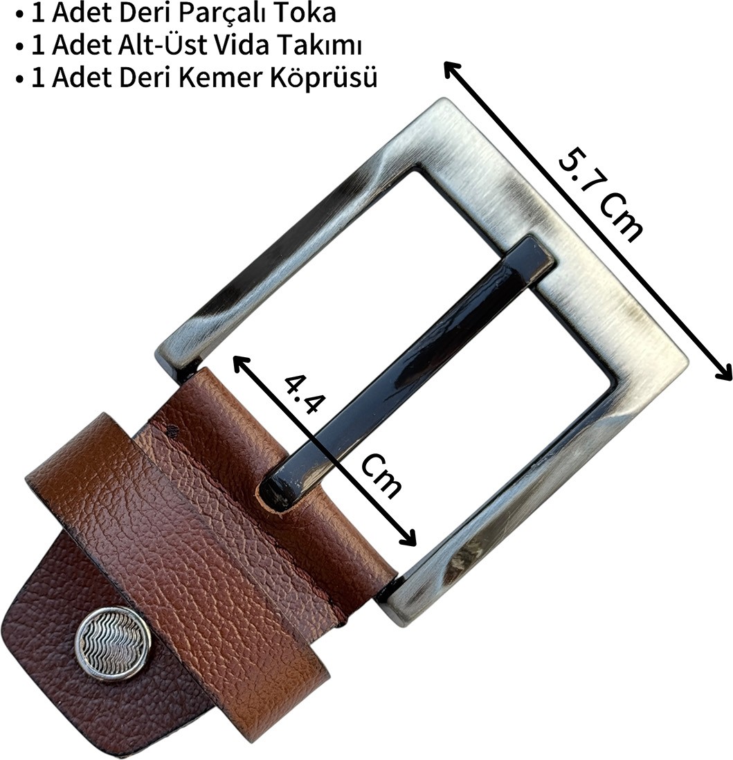 Süzer Deri 4.5 Cm. Yedek Kemer Tokası Vidalı Deri Taba