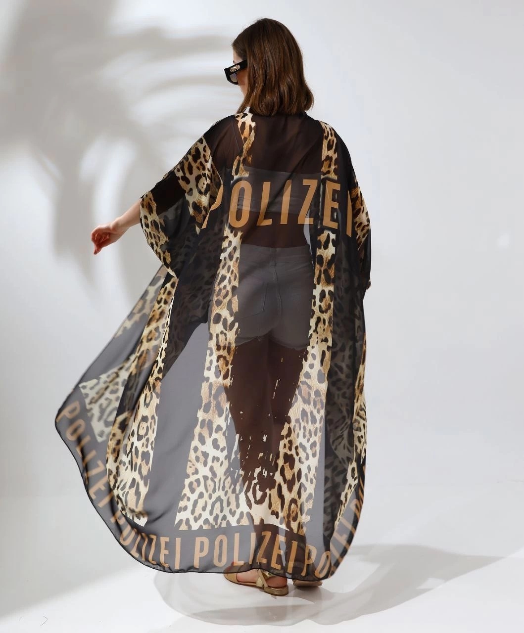 Velmora Fashion Kadın Rahat Kesim Şifon Kimono - Leopar görsel 2