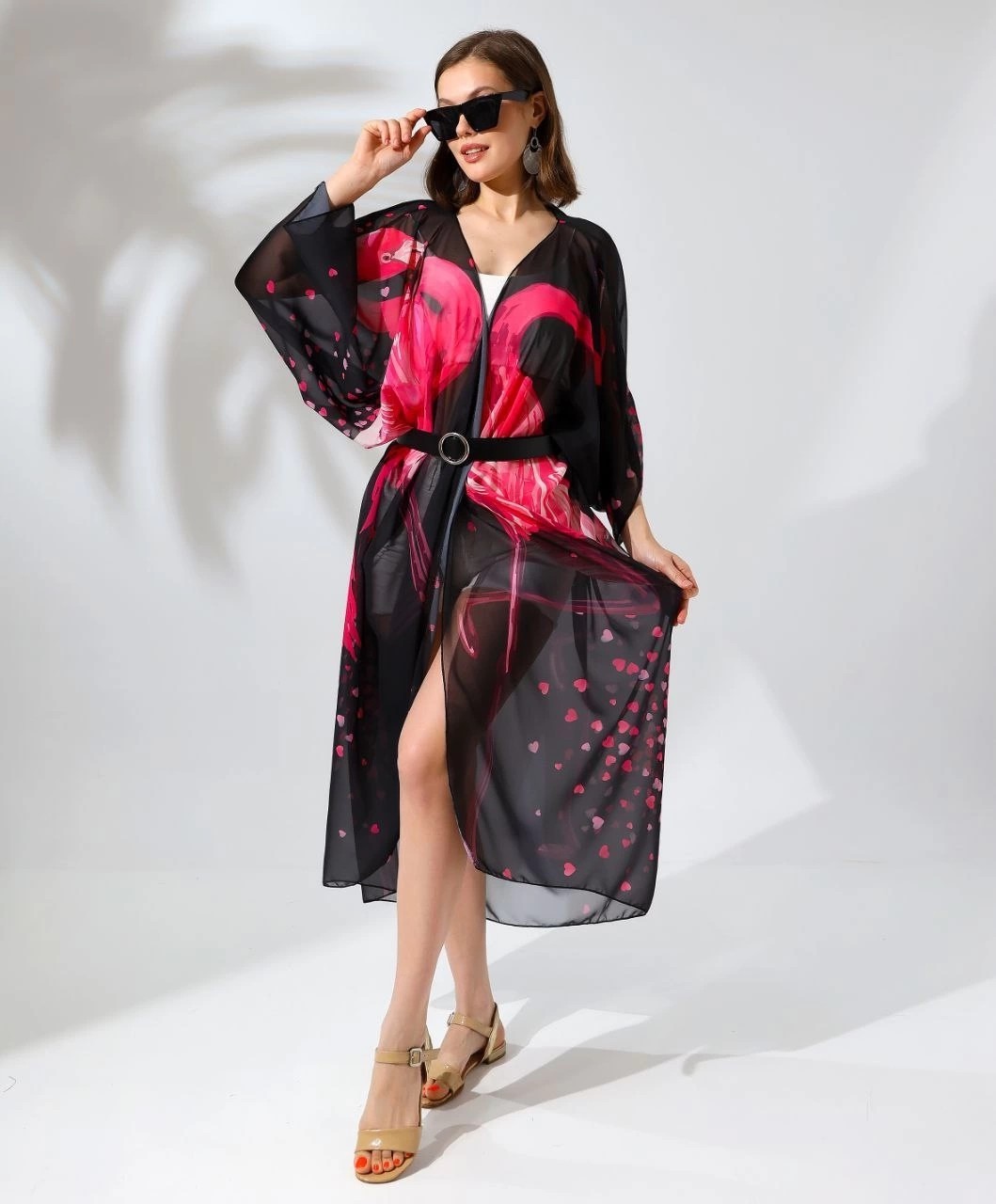 Velmora Fashion Rahat Kesim Şifon Kimono - Siyah -