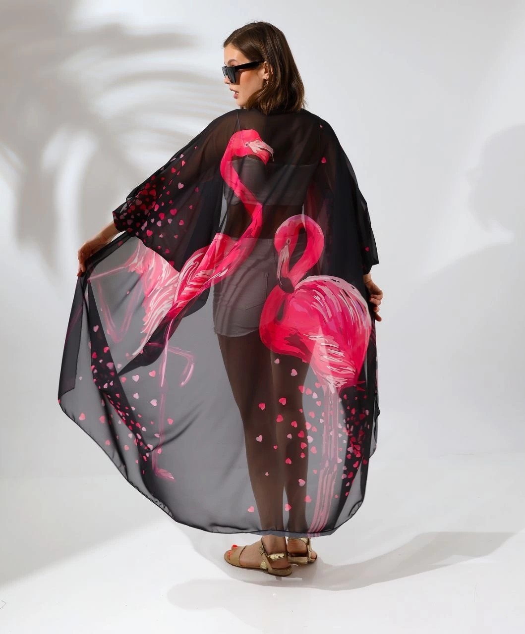 Velmora Fashion Rahat Kesim Şifon Kimono - Siyah - görsel 2