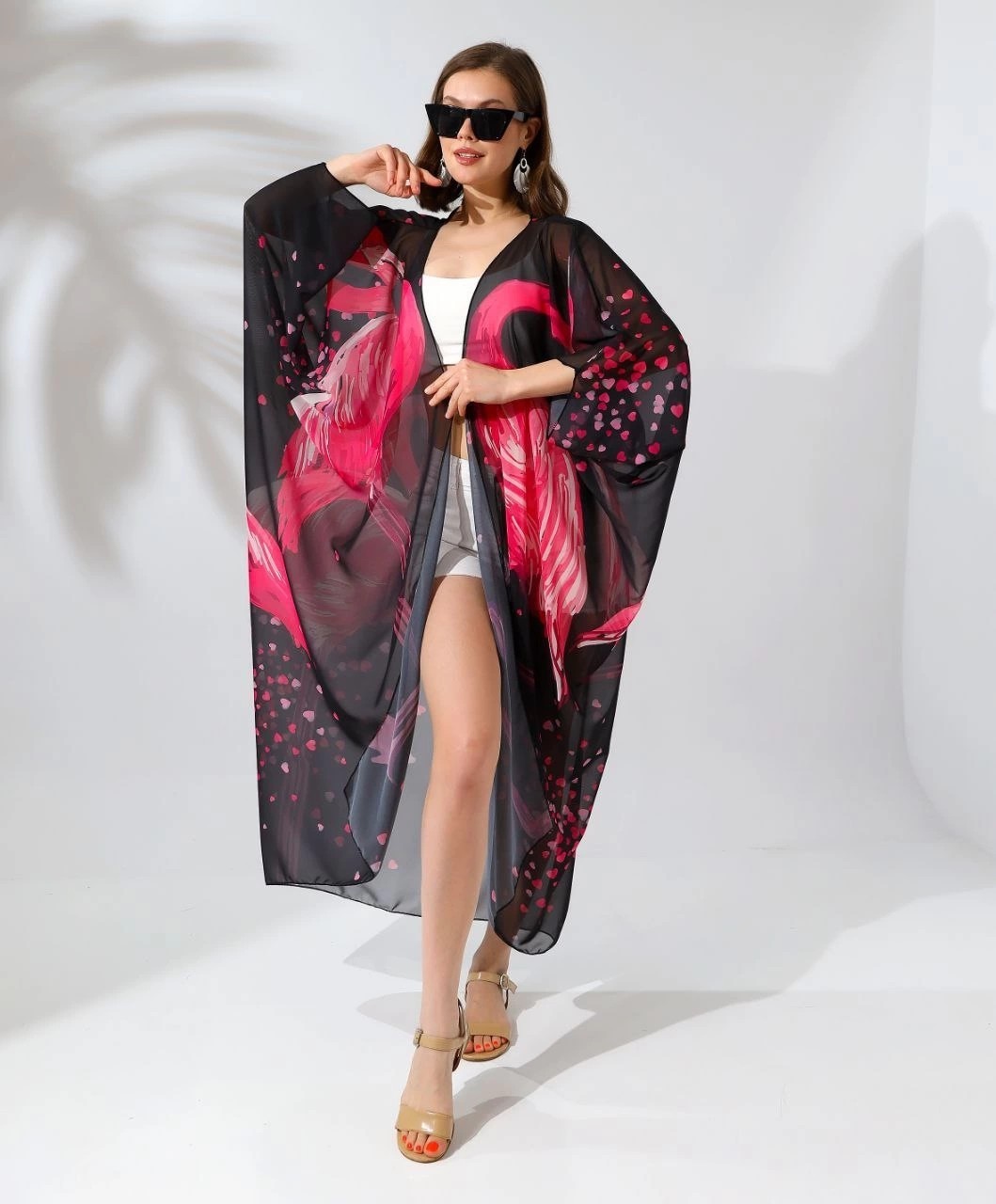 Velmora Fashion Rahat Kesim Şifon Kimono - Siyah - görsel 3