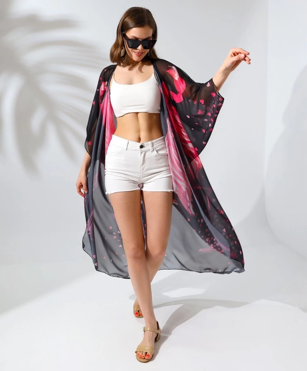 Velmora Fashion Rahat Kesim Şifon Kimono - Siyah - görsel 4