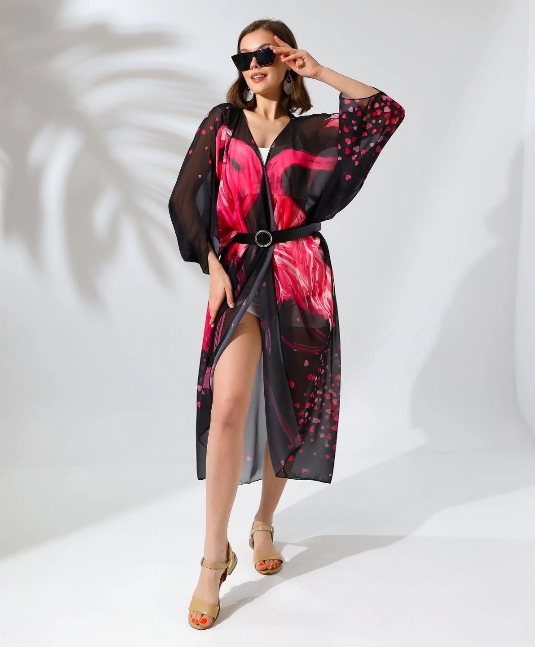 Velmora Fashion Rahat Kesim Şifon Kimono - Siyah - görsel 5