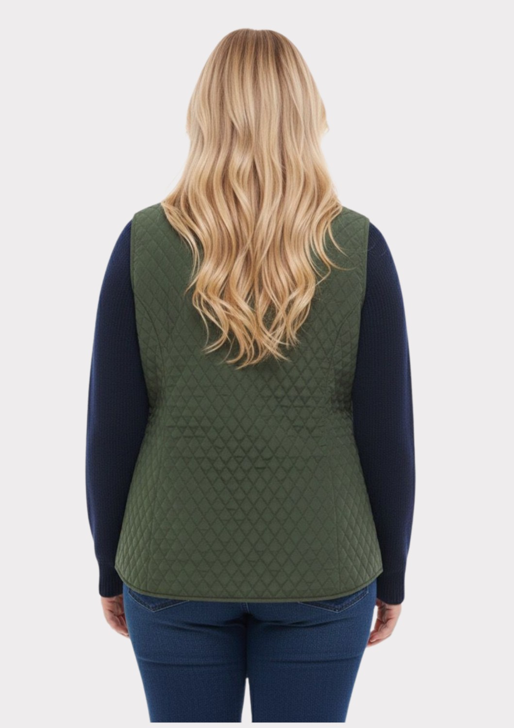 Lilas Xxl Büyük Beden Polo Yaka Yeşil Renkli Kapitone Yelek görsel 3