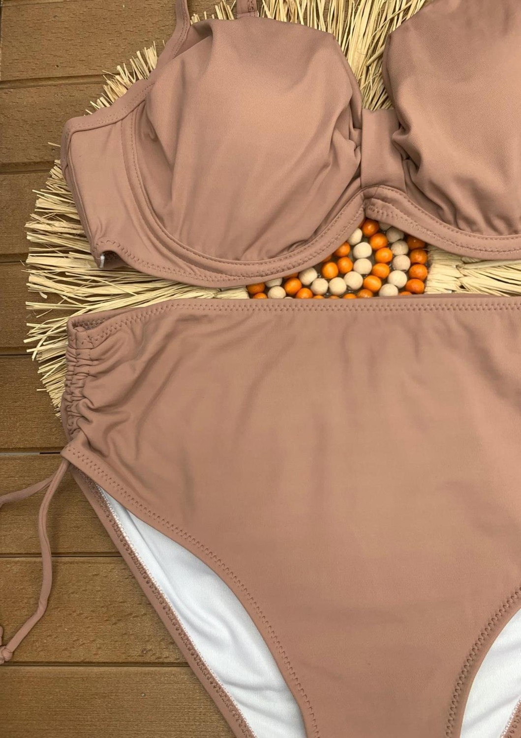 Xorvio Kadın Likralı Esnek Şık Rahat Büyük Beden Telli Balenli Toparlayıcı Yüksek Bel Bikini Takım görsel 2