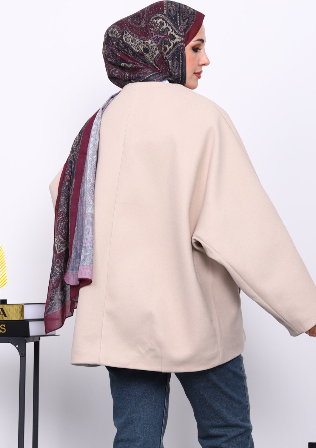 İmaj Butik Vizon Düğme Detaylı Astarlı Kaşe Ceket görsel 8