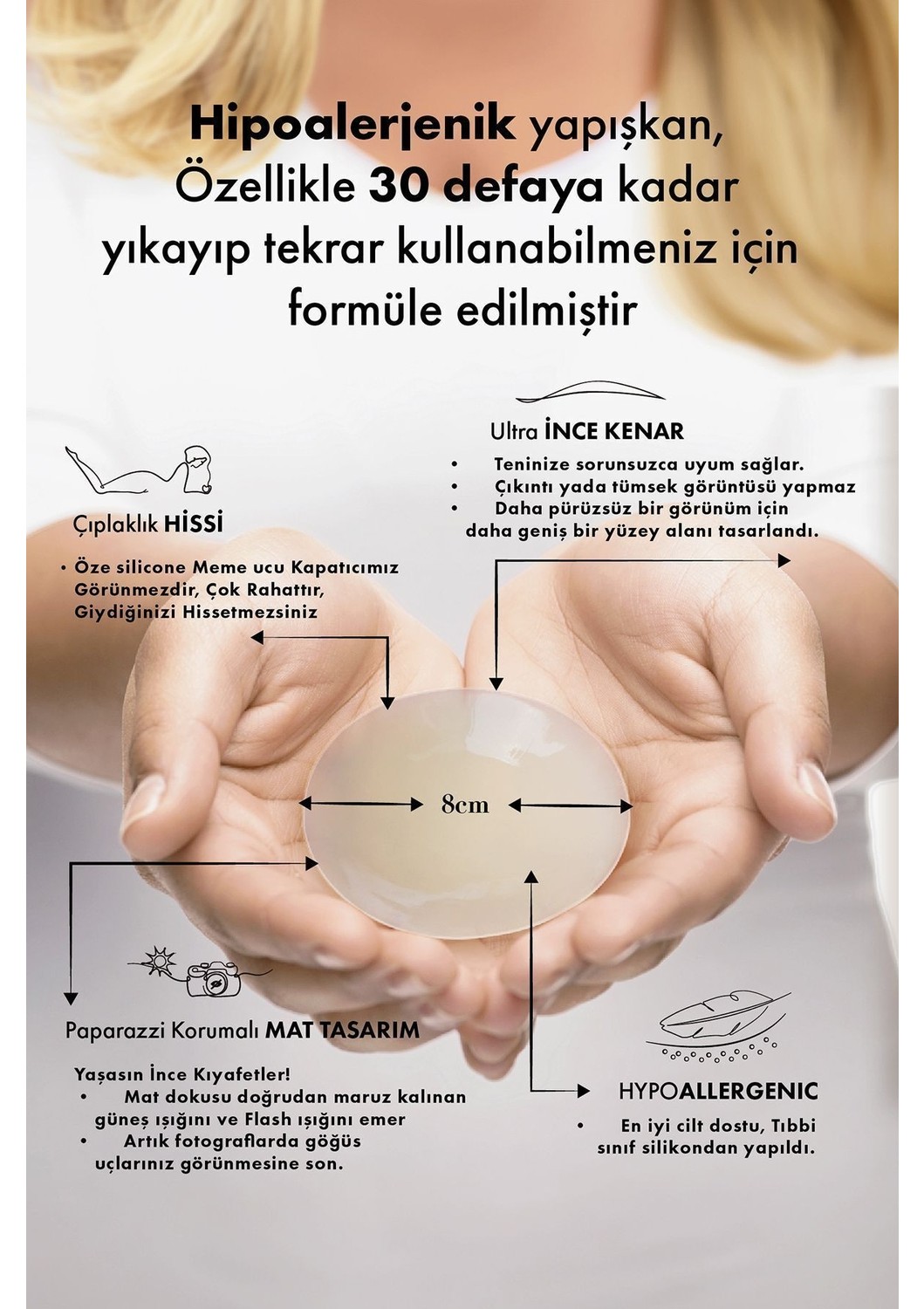 Nippella Silikon Meme Ucu Kapatıcı | Çok Kullanımlı Denize Girilebilen Yapışkanlı | Caramel görsel 3