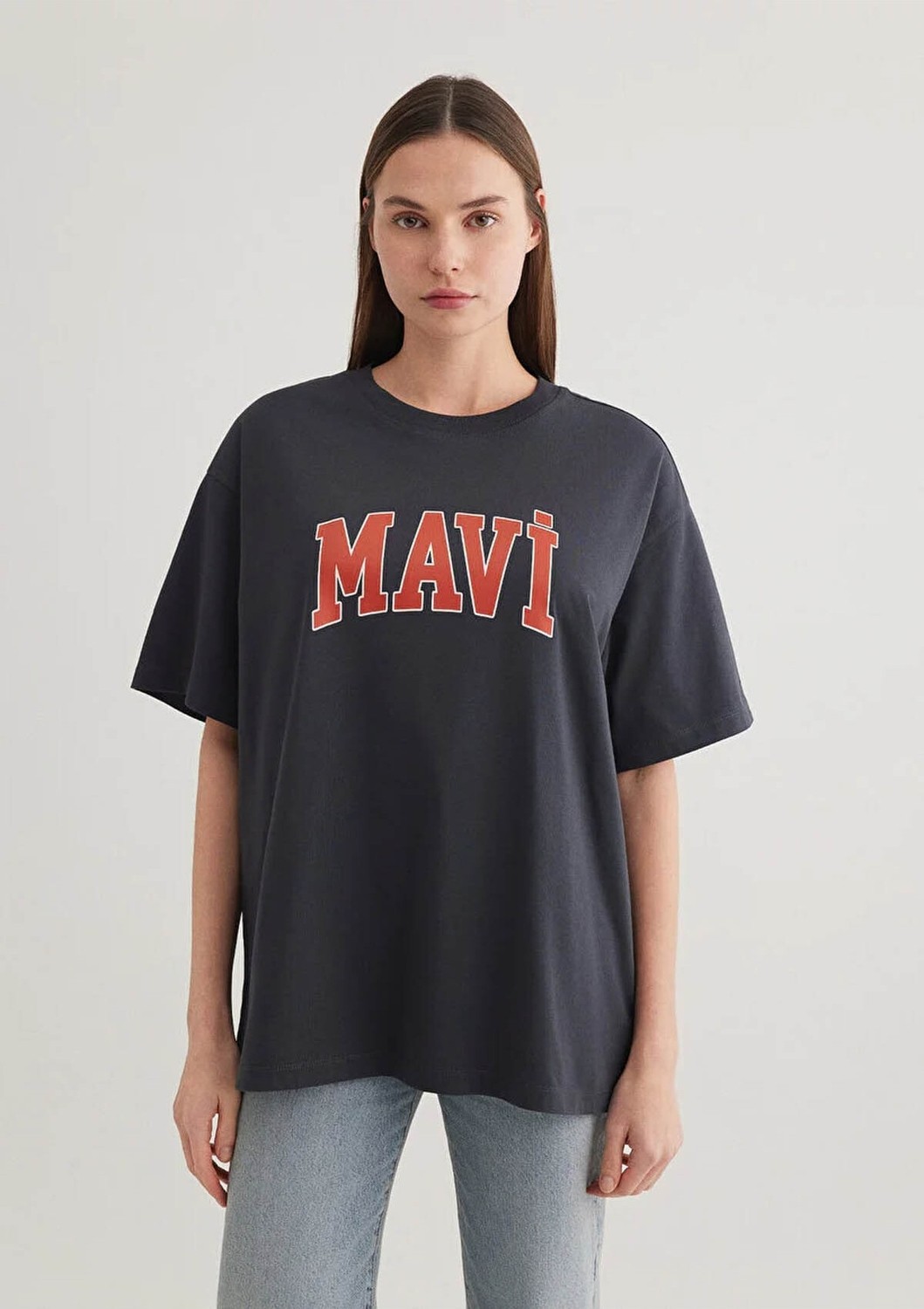 Mavi Logo Baskılı Antrasit Tişört 1600843-82185 görsel 2