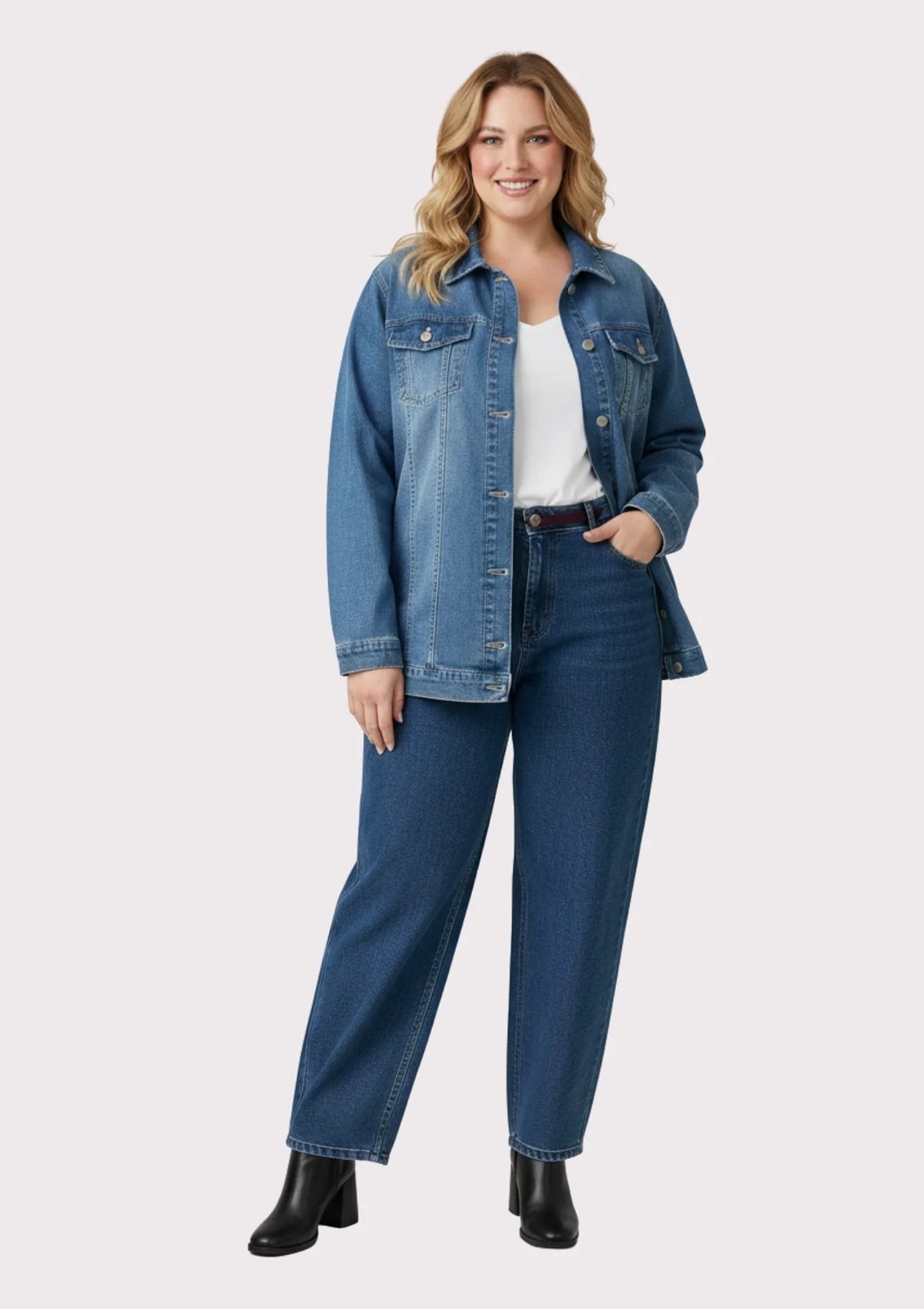 Lilas Xxl Büyük Beden Mavi Renkli Oversize Kot Ceket