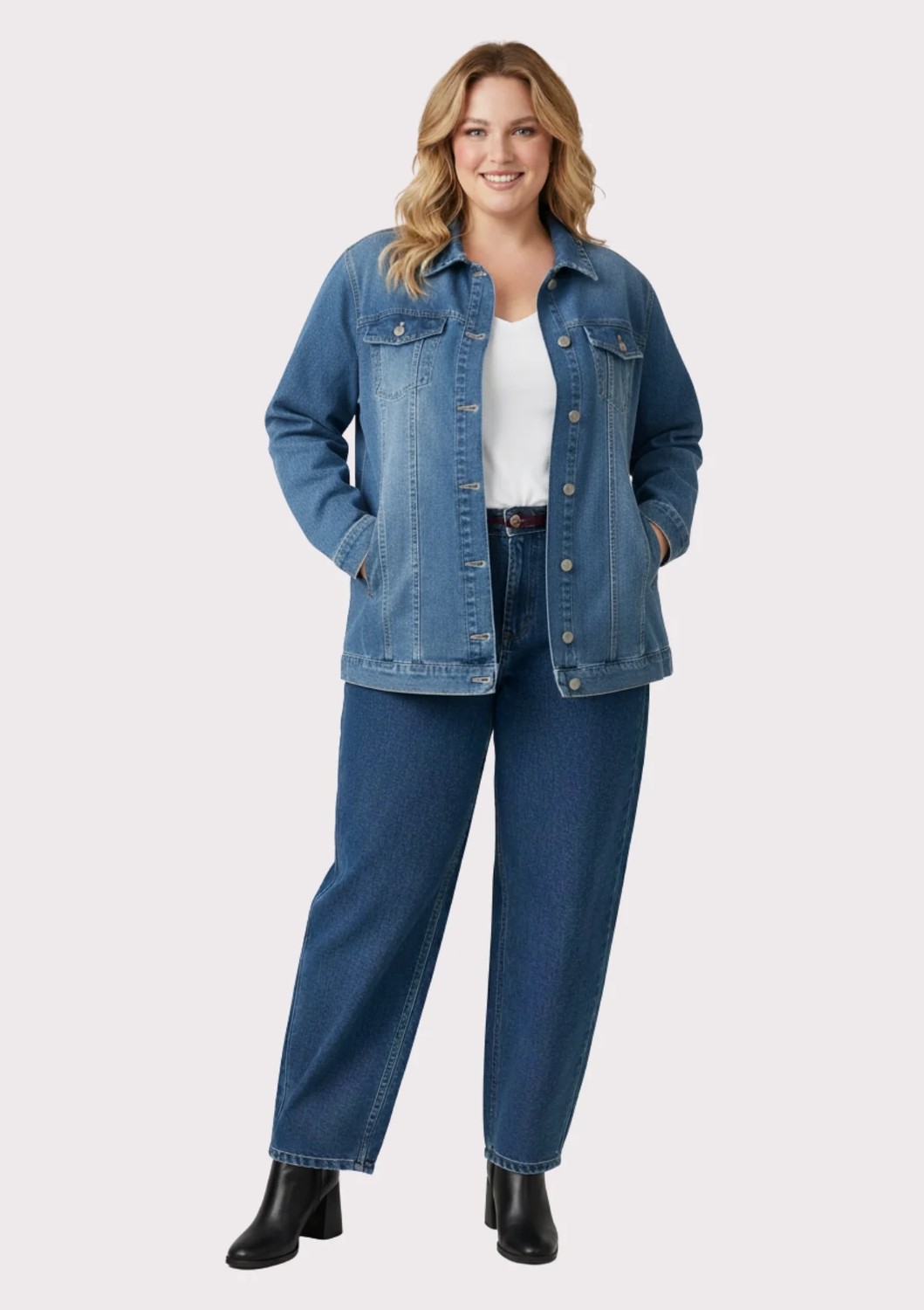 Lilas Xxl Büyük Beden Mavi Renkli Oversize Kot Ceket görsel 2