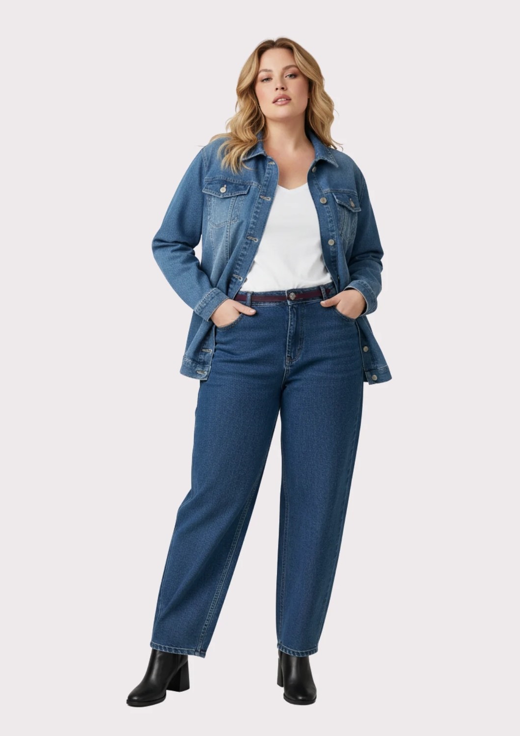 Lilas Xxl Büyük Beden Mavi Renkli Oversize Kot Ceket görsel 3