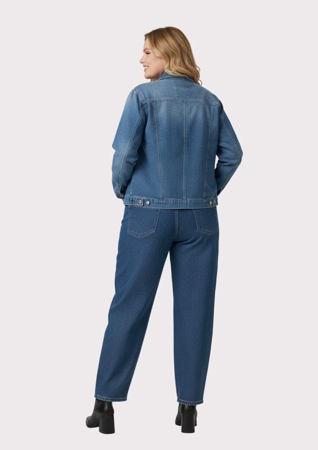 Lilas Xxl Büyük Beden Mavi Renkli Oversize Kot Ceket görsel 4