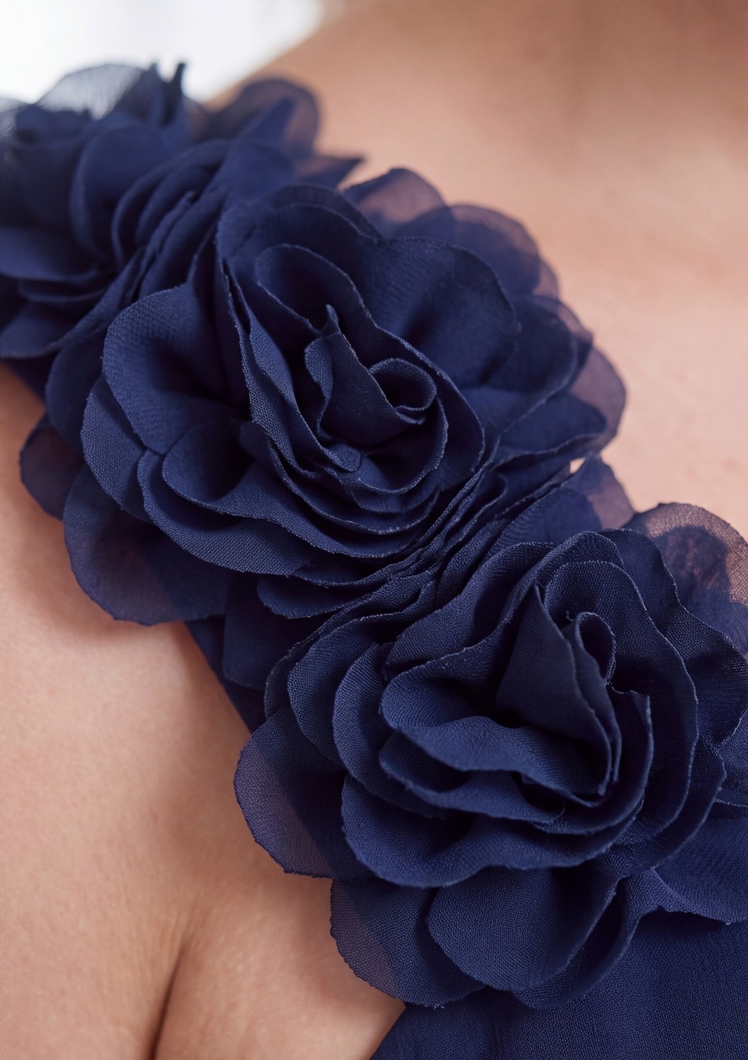 Lilas Xxl Büyük Beden Lacivert Renkli Tek Omuz Çiçek Detaylı Abiye Tulum görsel 5