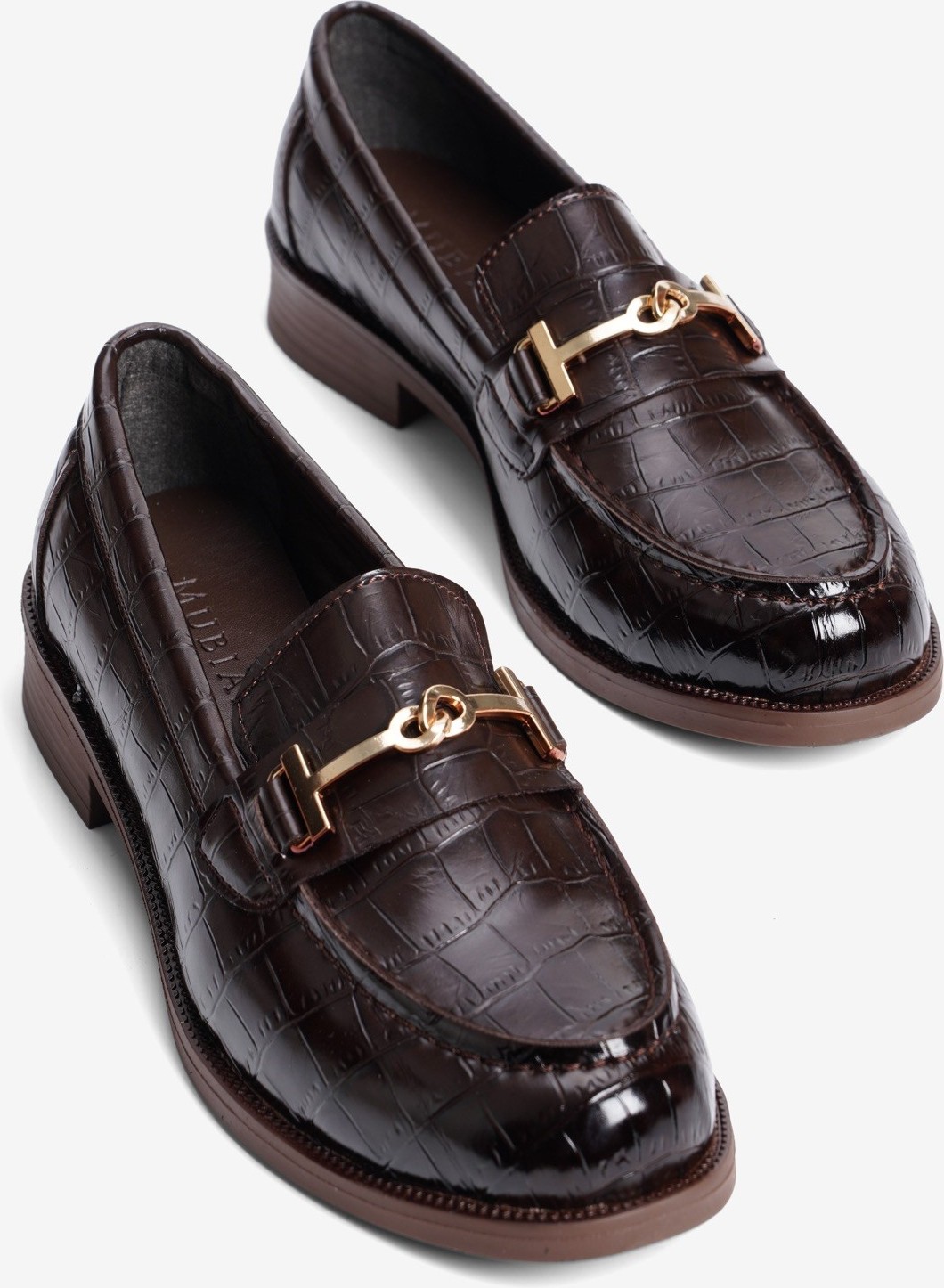 Mubiano Kadın Açma Loafer Gold Aksesuarlı Klasik Günlük Ayakkabı Kolej Bordo görsel 6