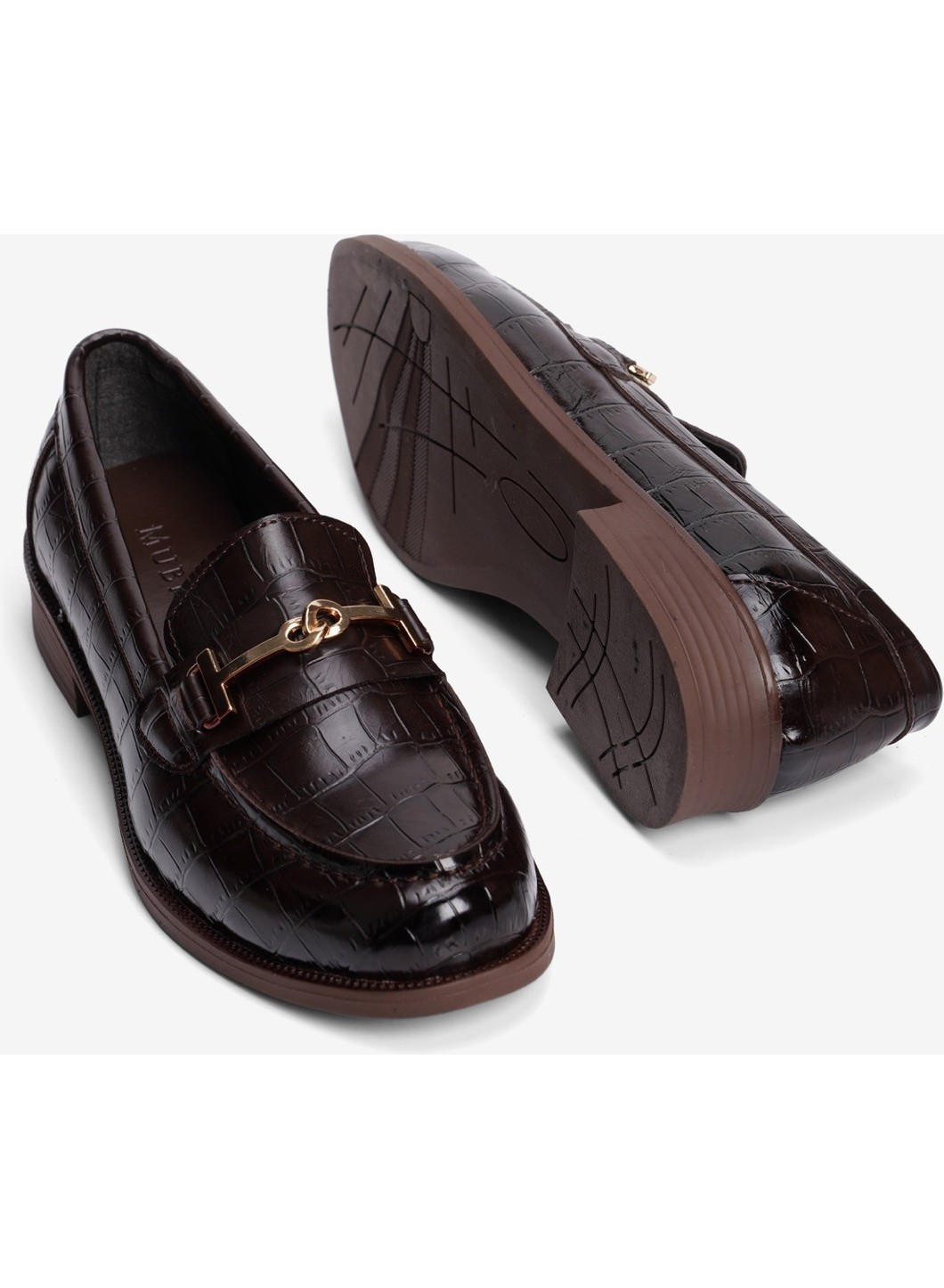 Mubiano Kadın Açma Loafer Gold Aksesuarlı Klasik Günlük Ayakkabı Kolej Bordo görsel 8