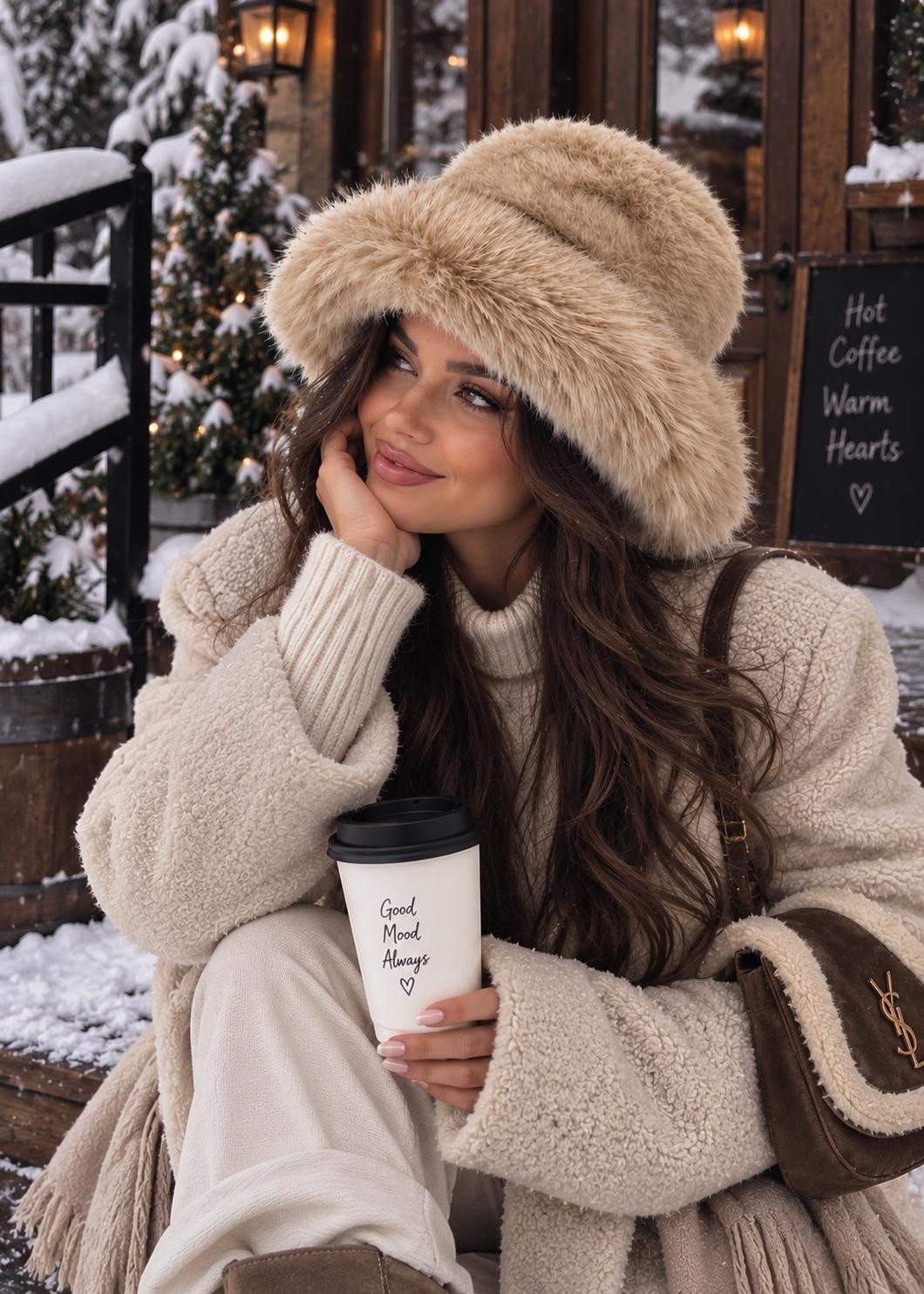 Wearflawless Kadın Peluş Kürklü Şapka, Yumuşak Sıcak Tutan Kışlık Bucket Şapka, Suni Kürk Trend Kışlık Şapka