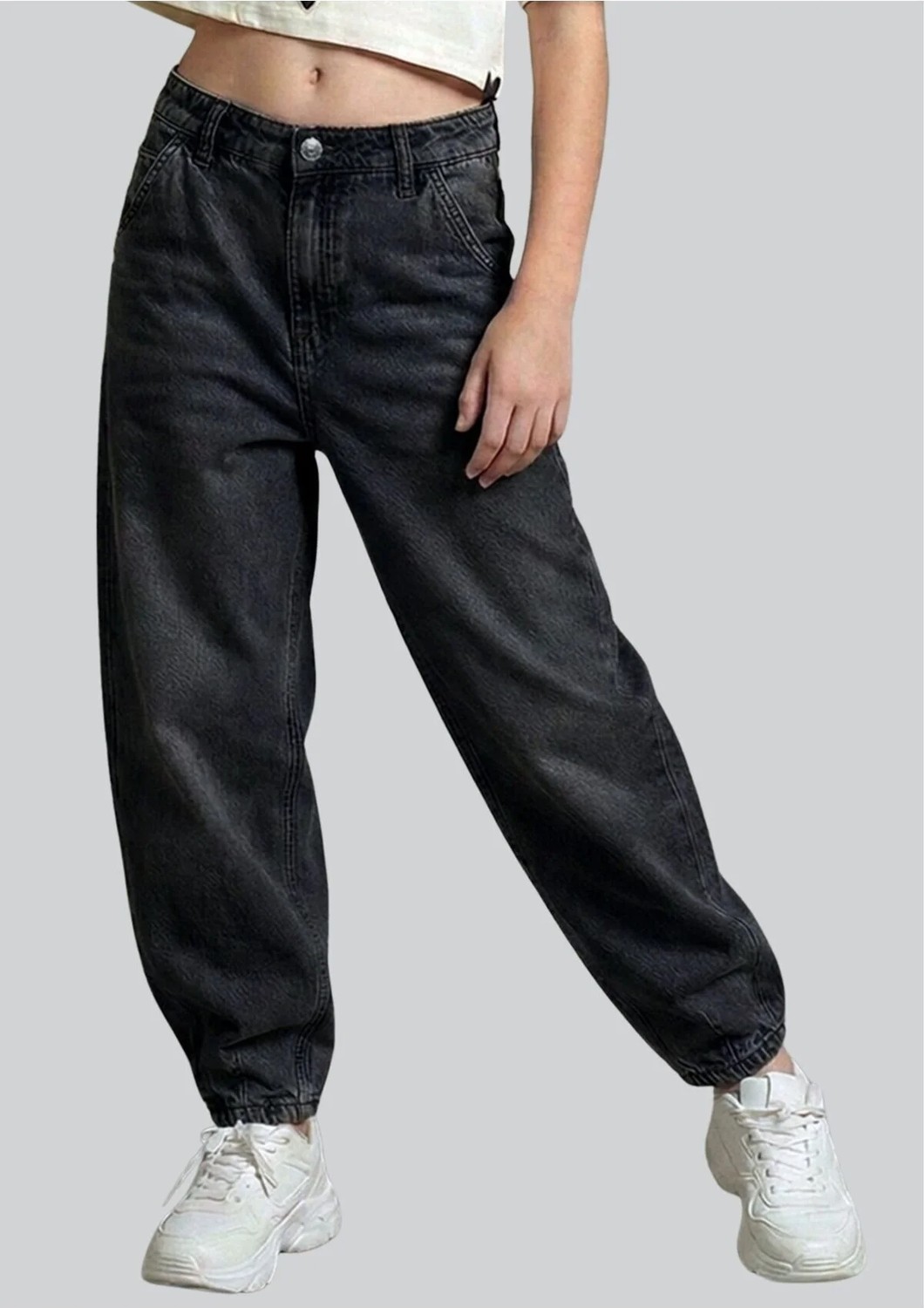 Waka Waka Kids Store Kız Çocuk Füme Paçası Lastikli Jogger Jean Pantolon