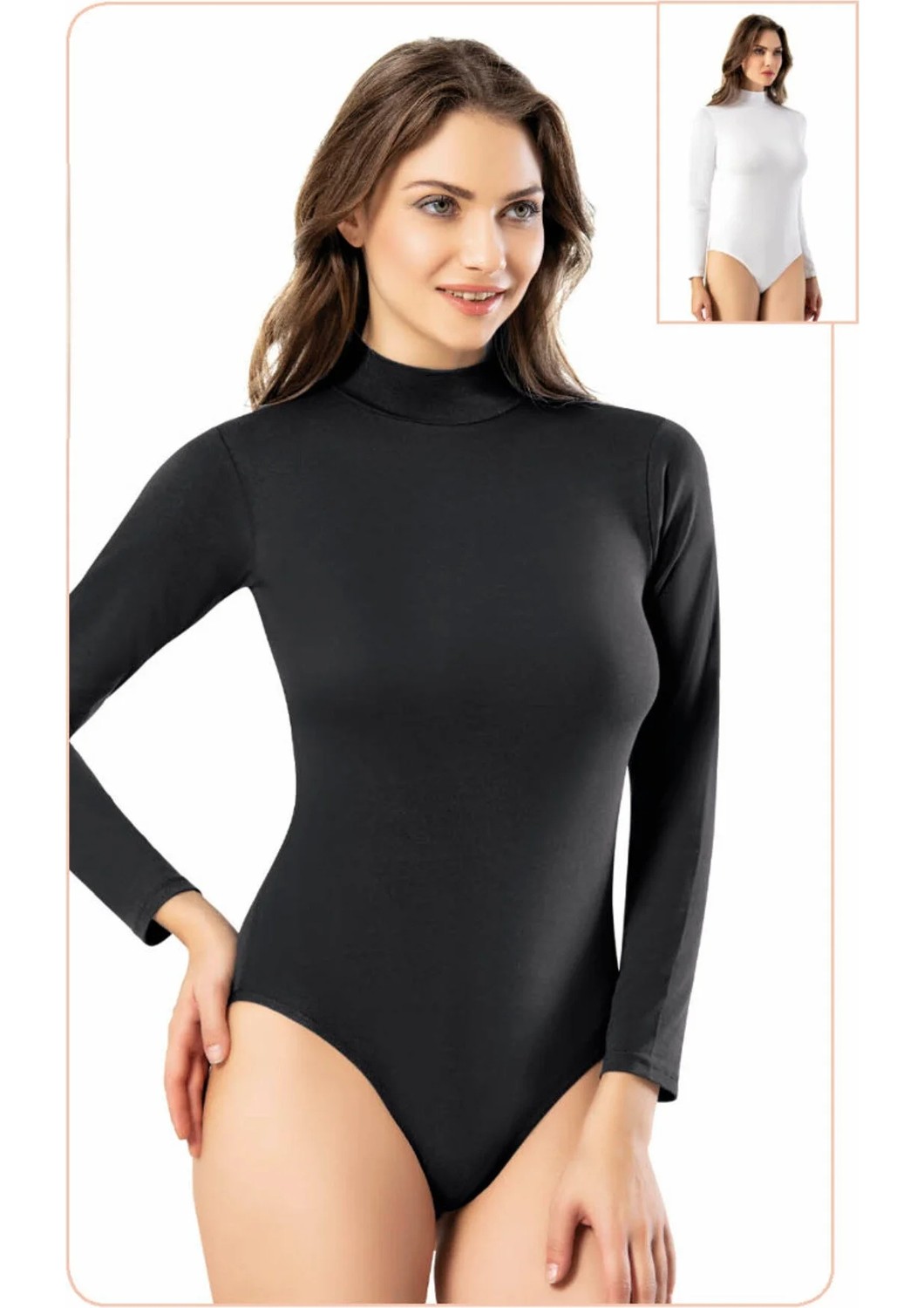 Loule Kadın 3'lü Paket %95 Pamuklu Uzun Kollu Yarım Balıkçı Yaka Çıtçıtlı Body Atlet görsel 4