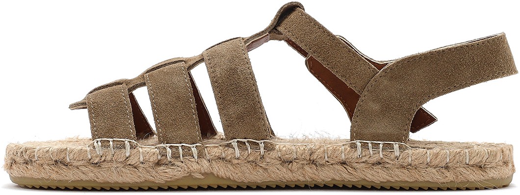 Derimod Kadın Taba Tokalı Süet Deri Espadril Sandalet 25SFD206410 görsel 2