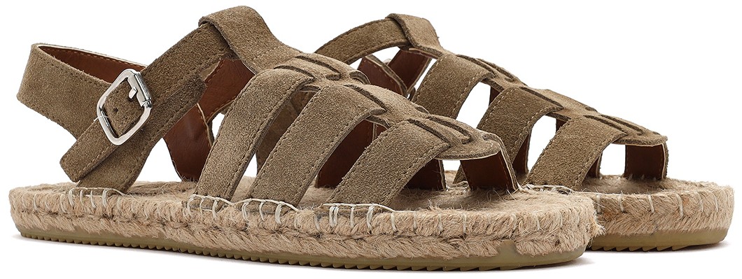 Derimod Kadın Taba Tokalı Süet Deri Espadril Sandalet 25SFD206410 görsel 3