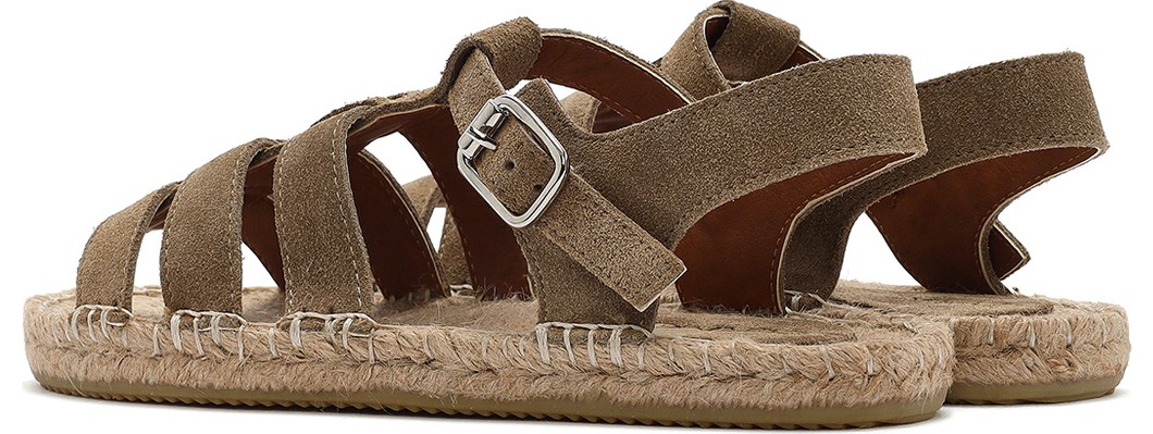 Derimod Kadın Taba Tokalı Süet Deri Espadril Sandalet 25SFD206410 görsel 5