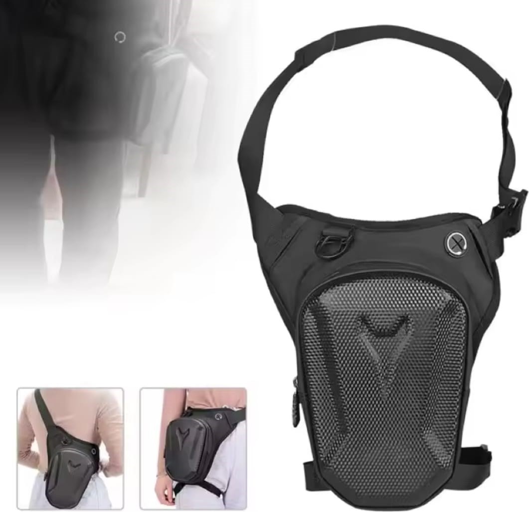 Newish Polo Unısex Ayarlanabilir Askılı Kulaklık Şarj Kablo Çıkışlı Motorcu Omuz Bel Bacak Çantası - Siyah - NEWPOLO367 görsel 2