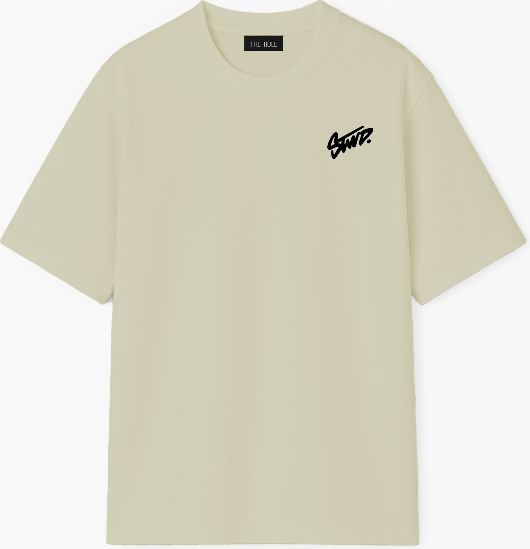 The Rule Unisex Stwd Baskılı Oversize %100 Pamuk Geniş Kesim Yumuşak Dokulu Bisiklet Yaka Siyah T-Shirt