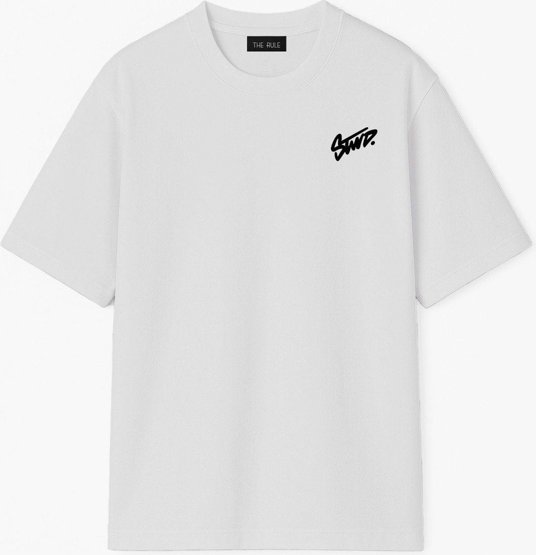 The Rule Unisex Stwd Baskılı Oversize %100 Pamuk Geniş Kesim Yumuşak Dokulu Bisiklet Yaka Siyah T-Shirt